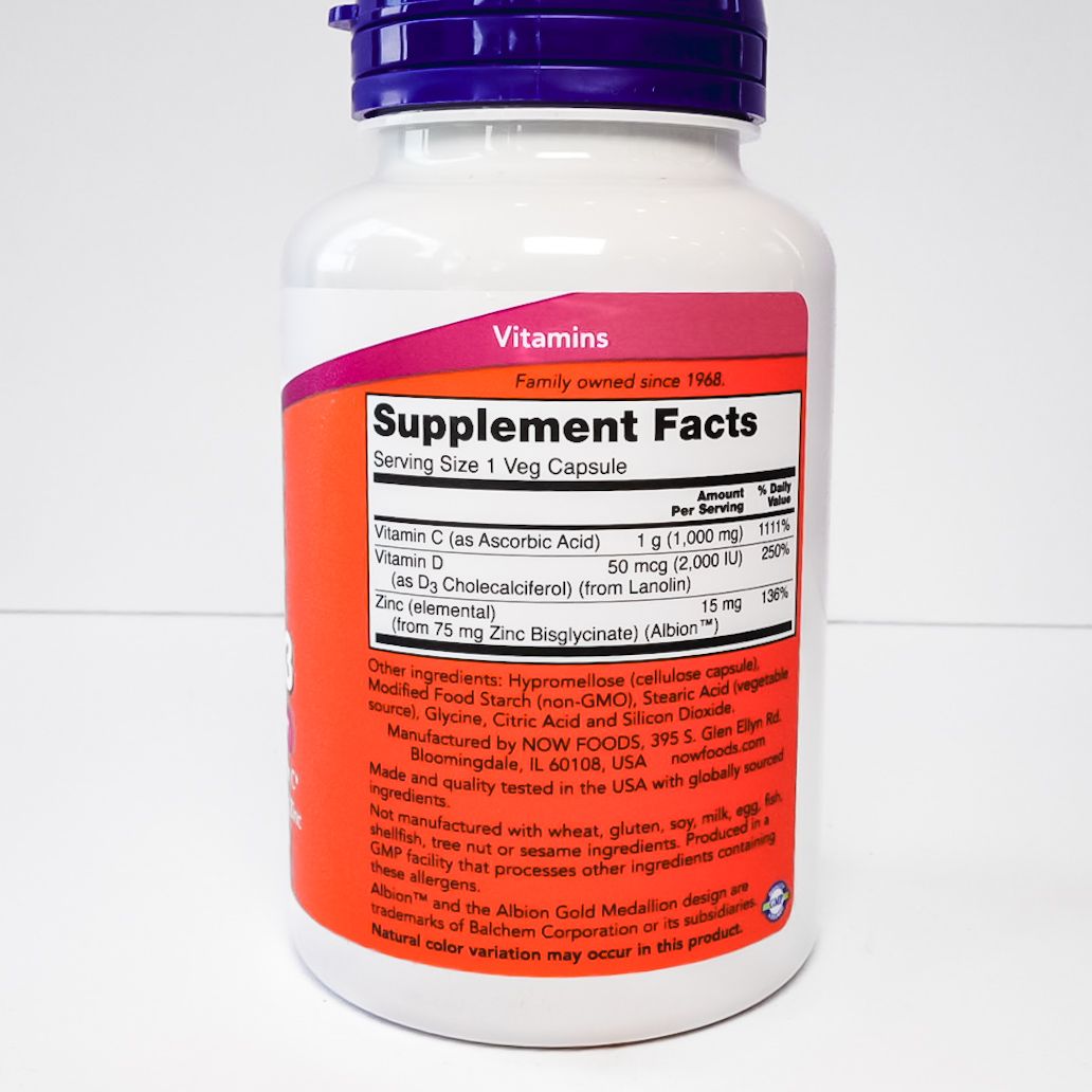 Now Foods Vitamin C-1000 Zinc & D-3