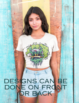 Zombie Smoking Joint Marijuana Graphic Crop Shirt