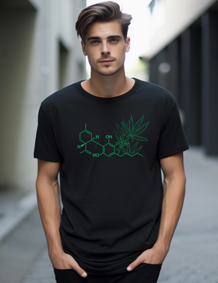 Molecule Marijuana Leaf Graphic T-Shirt