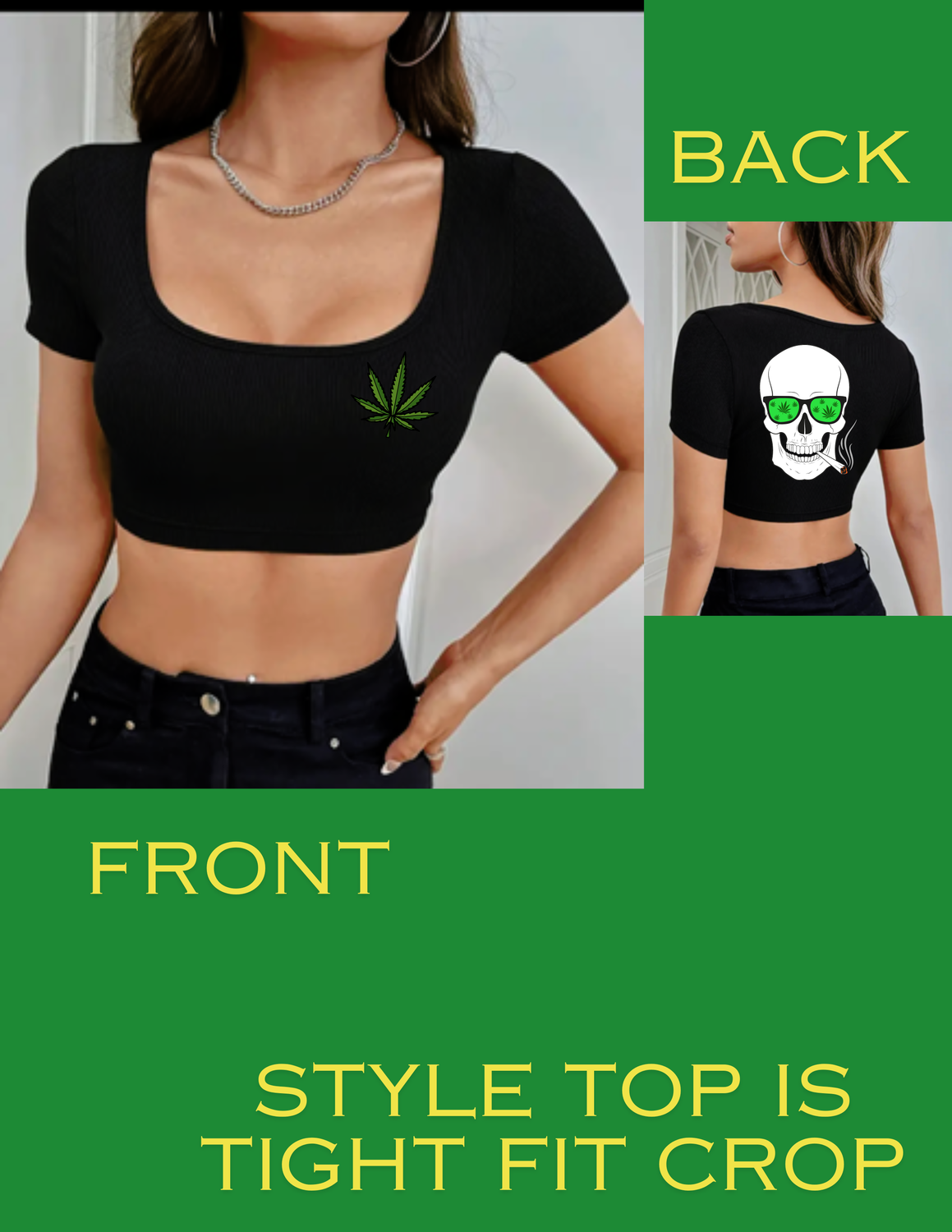 Chilin Skull Marijuana Leaf Graphic T-Shirt