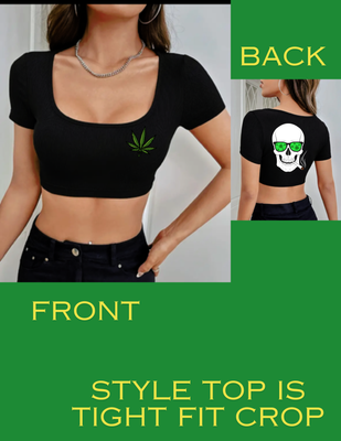 Chilin Skull Marijuana Leaf Graphic T-Shirt