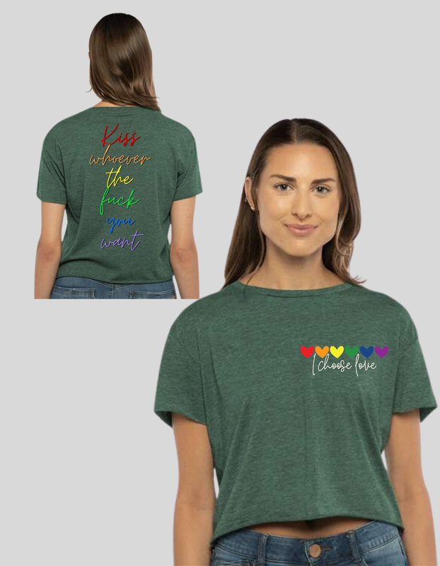 Kiss Whoever The Fuck You Want Relaxed Fit Crop Top