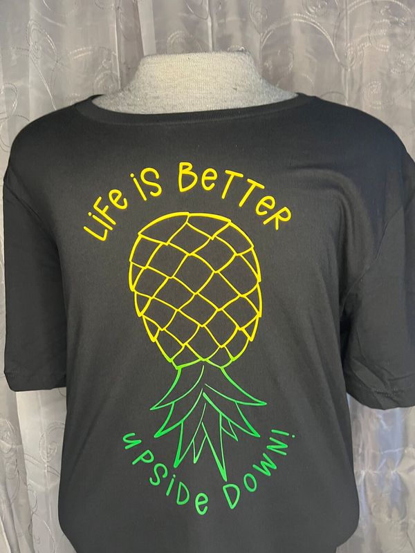 Unisex Life is Better Upside Down Pineapple Yellow/Green Graphic Tshirt