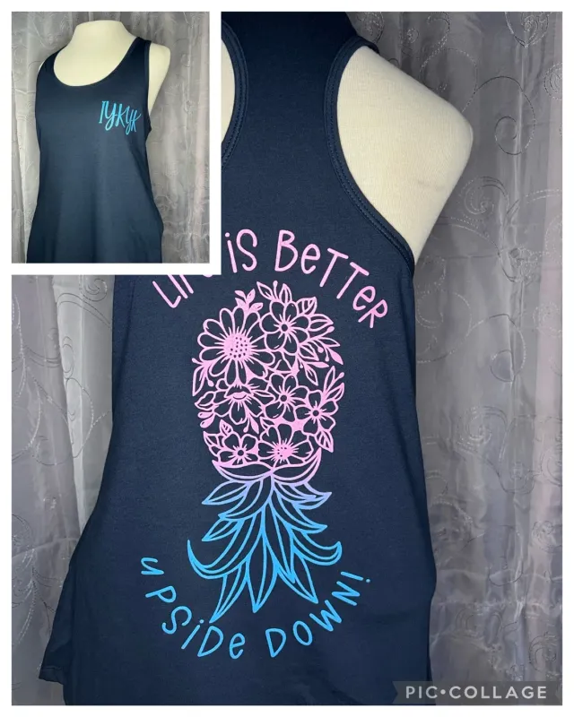 Women's Upside Down Flower Pineapple Racerback Tank Top