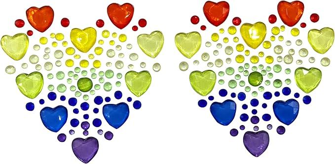 LED Light Up Rainbow Heart Sexy Rhinestone Pasties Nipple Covers Self Adhesive Reusable