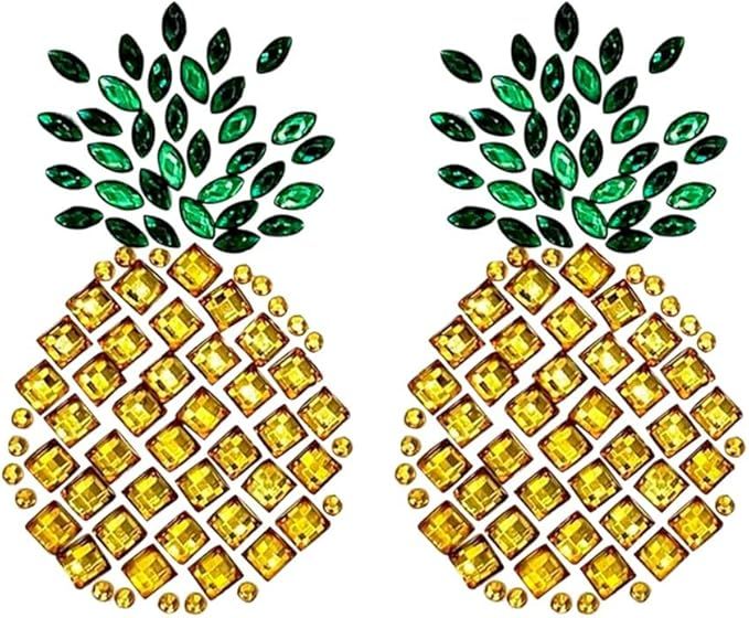 Pineapple Sexy Rhinestone Pasties Nipple Covers Self Adhesive Reusable
