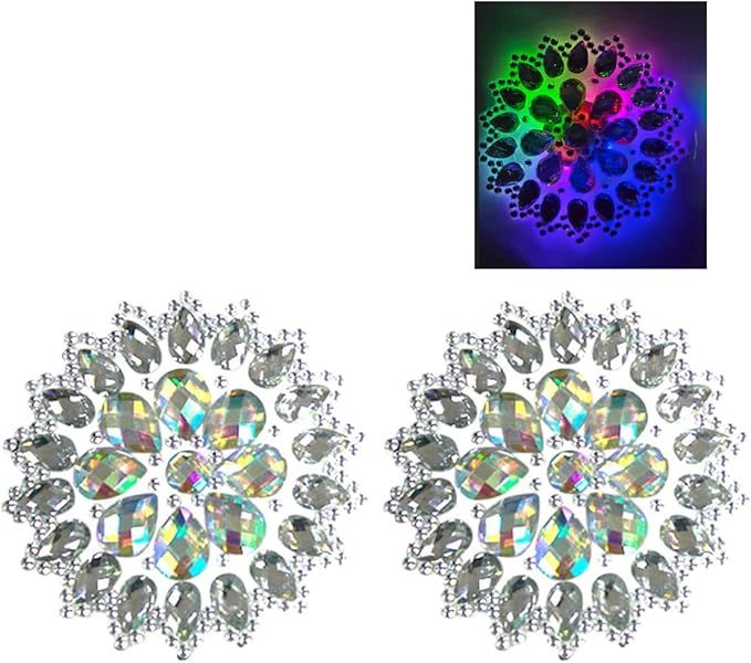 LED Light Up ROUND Rhinestone Reusable Pasties