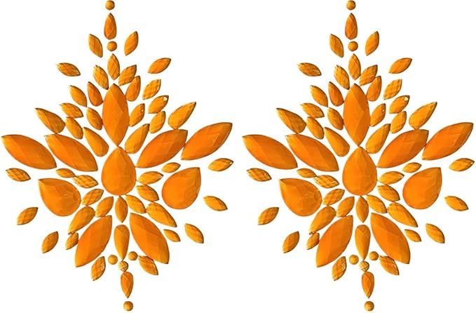 Reusable Orange Neon GLOW In Black Light Rhinestone Pasties