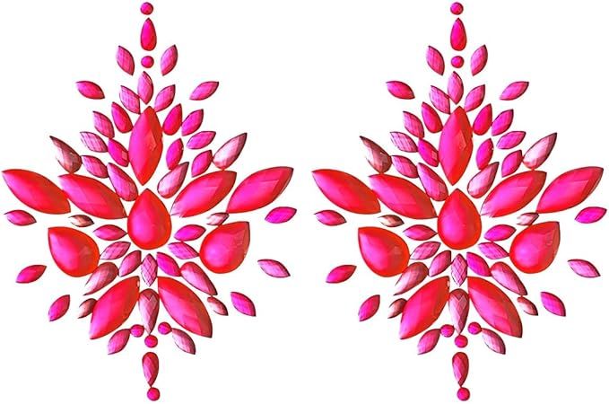 Reusable Pink Neon GLOW In Black Light Rhinestone Pasties