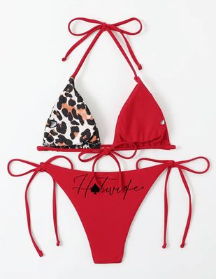 Hotwife with Spade Leopard Print Bikini Set