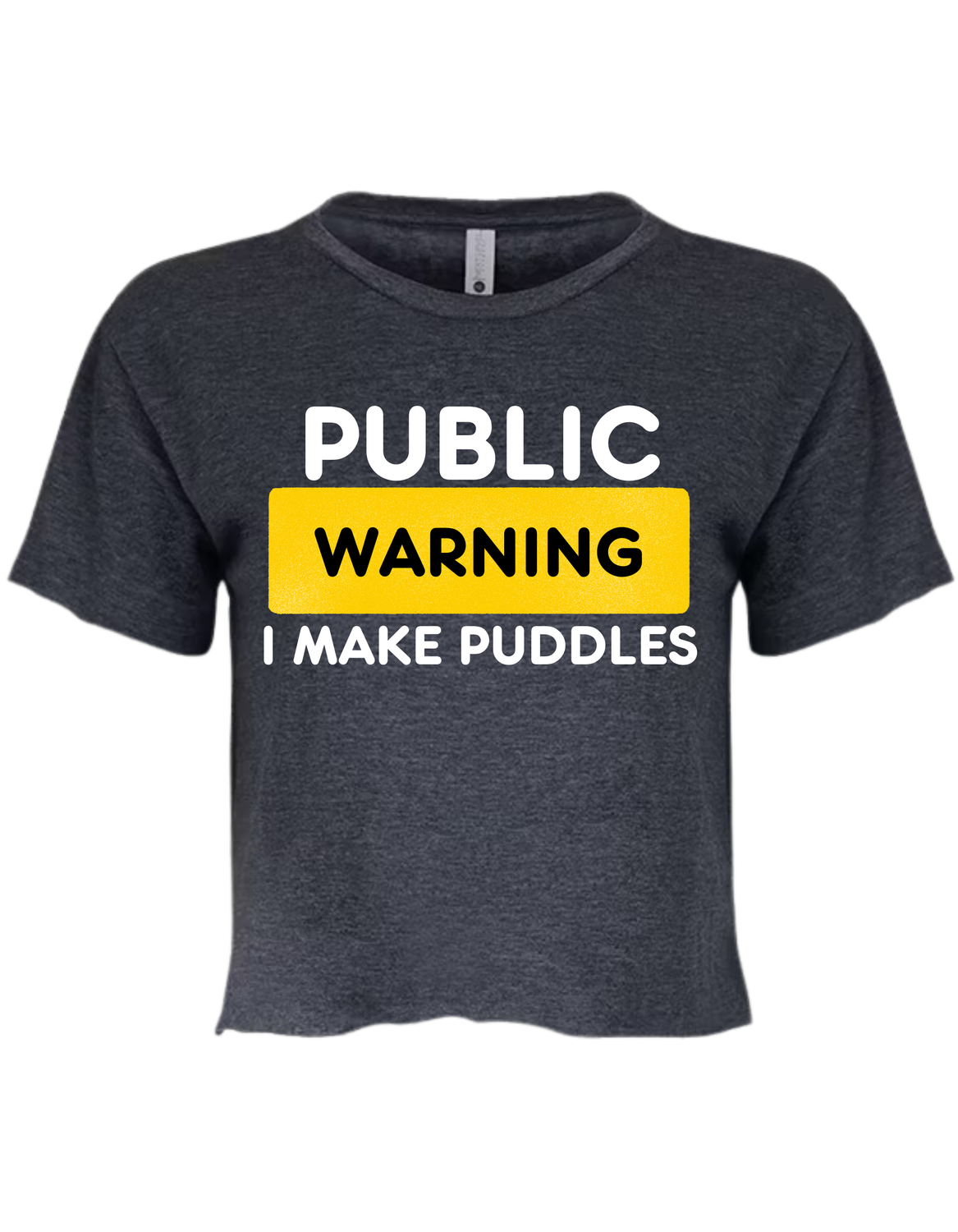 Public Warning I Make Puddles Relaxed Crop T-shirt