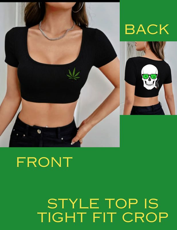 Chilin Skull Marijuana Leaf Graphic T-Shirt