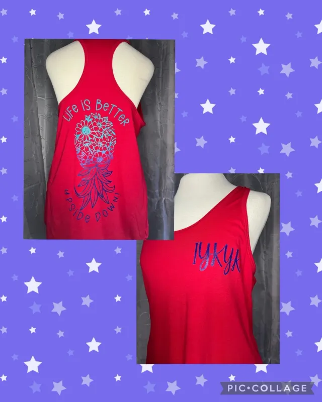 Women's Upside Down Flower Pineapple Racerback Tank Top