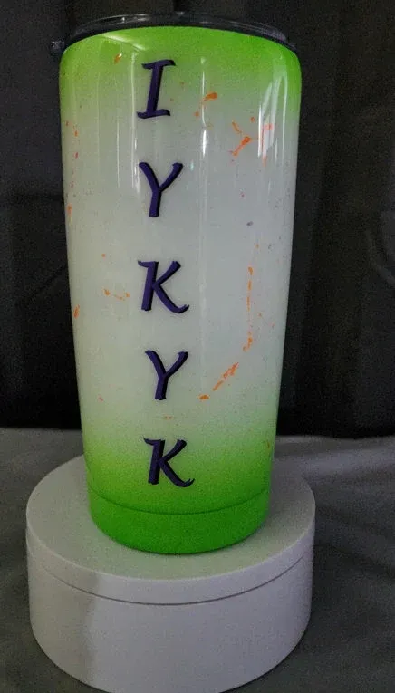 20 oz Pineapples Fun IYKYK Glow Splatter Top &amp; Bottom Glow Tumbler