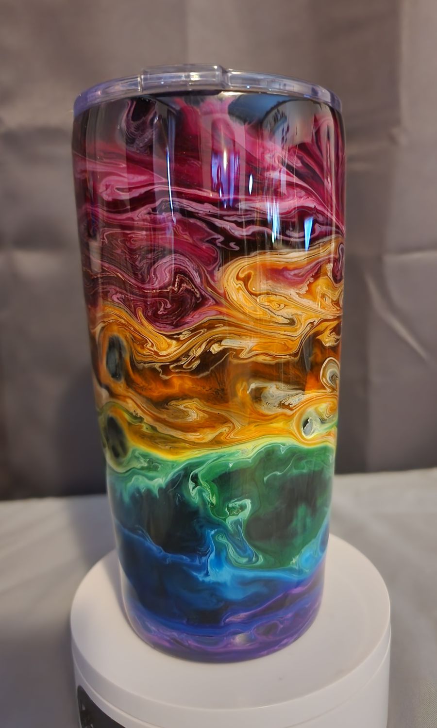20 oz Alcohol Ink/Glitter Powder Swirl Design Tumbler