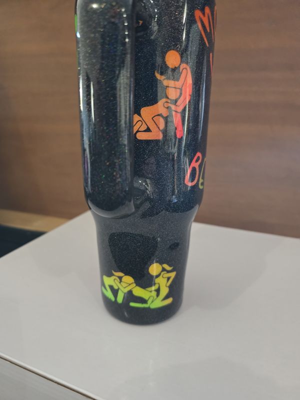 40oz Married With Benefits with Emojis Handle Cup
