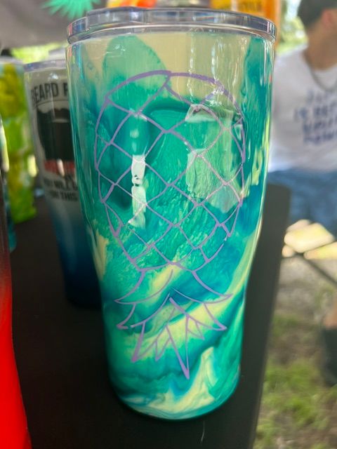 30 oz Alcohol Ink/Glitter Powder Swirl Design Tumbler