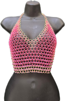 Crop Top V Neck Chainmail