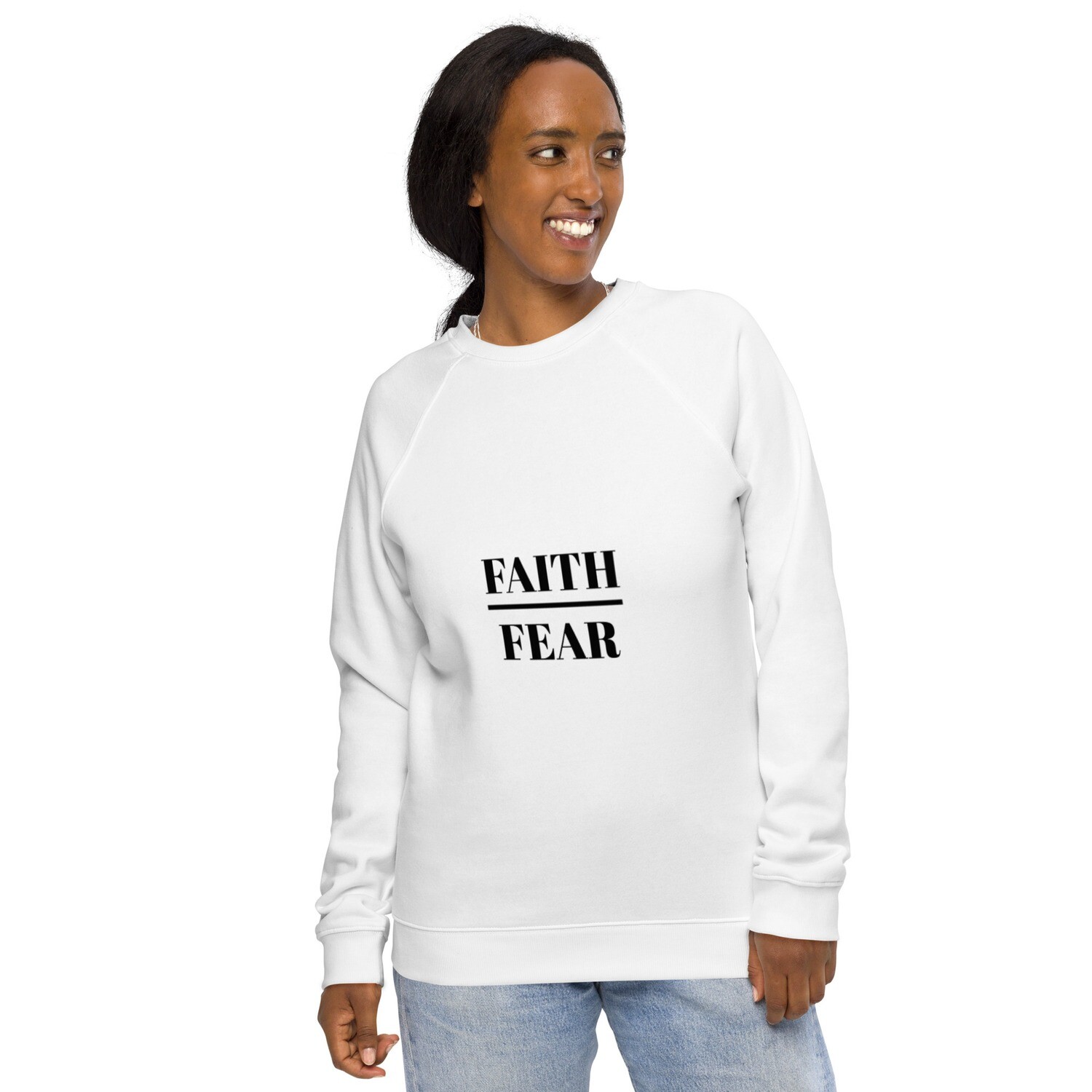 Unisex organic raglan sweatshirt