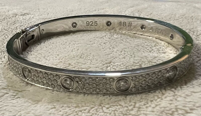 18# Platinum Plated 925 Sterling Silver w/ 4.62ct Moissanite Stone Bangle