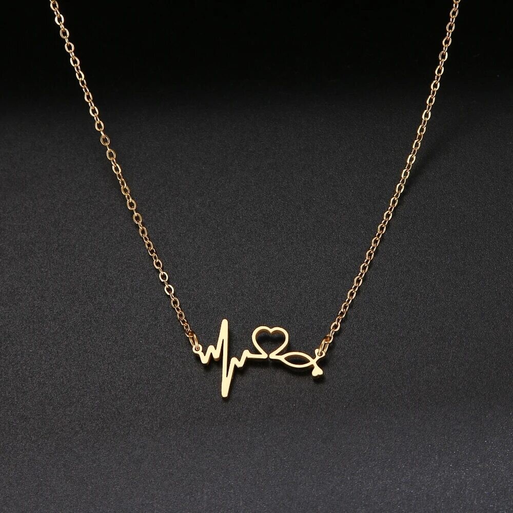 Stethoscope Heartbeat Best Necklace Women Love Heart Stainless Steel Necklaces &amp; Pendants Medical Nurse Doctor Lover Gifts
