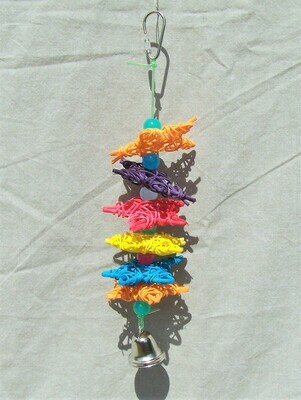 Happy Beaks Small Rainbow Cotton Rope Boing with Bell