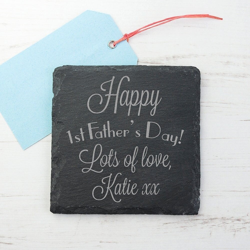 Happy 1st Father&#39;s Day Square Slate Keepsake