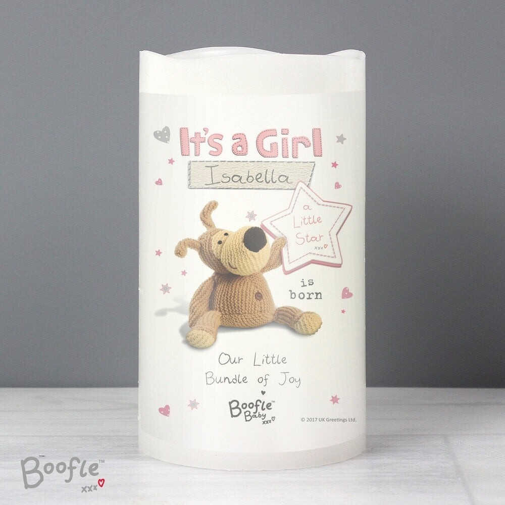 Personalised Boofle It&#39;s a Girl Nightlight LED Candle