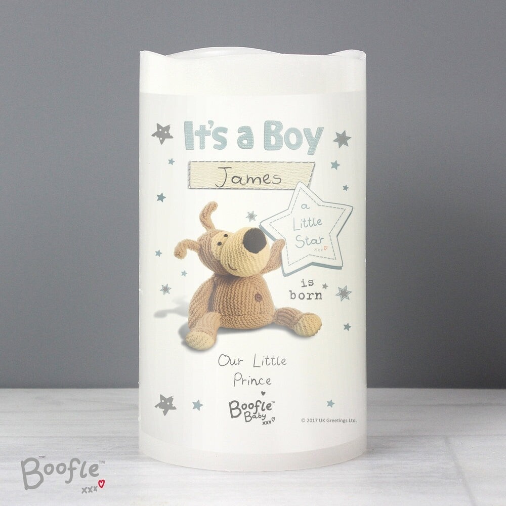 Personalised Boofle It&#39;s a Boy Nightlight LED Candle