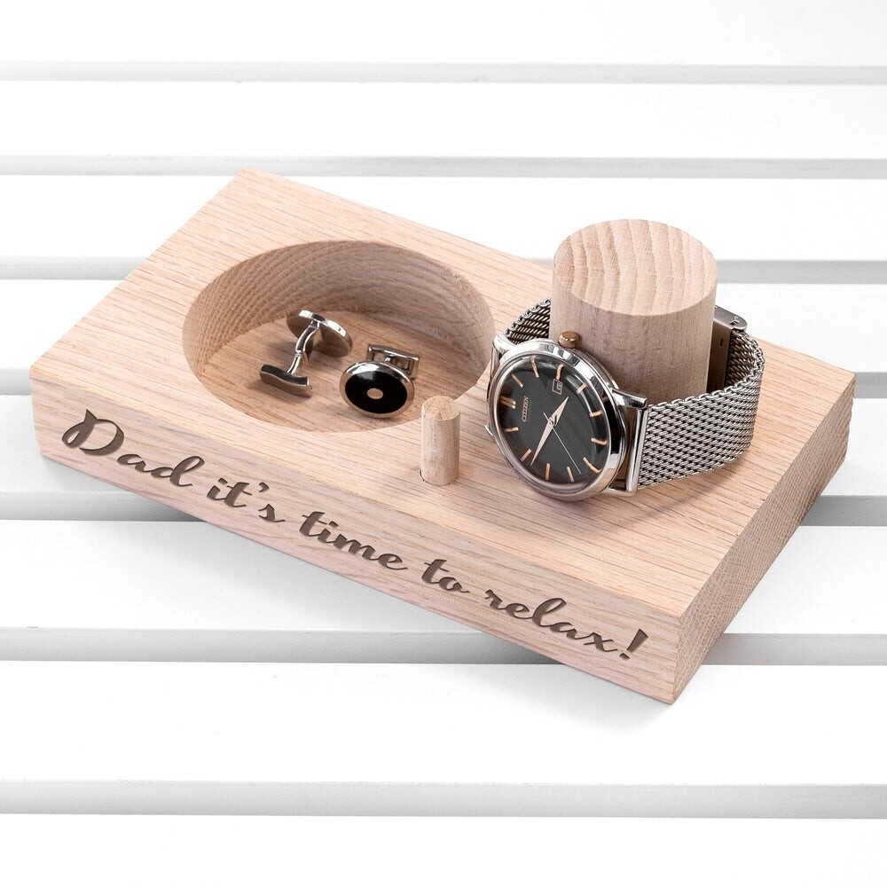 Personalised Oak Wood Watch Stand
