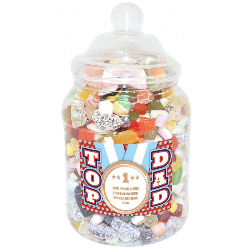 PERSONALISED TOP DAD LARGE SWEET JAR