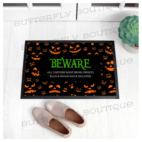Personalised Halloween Beware Indoor Doormat