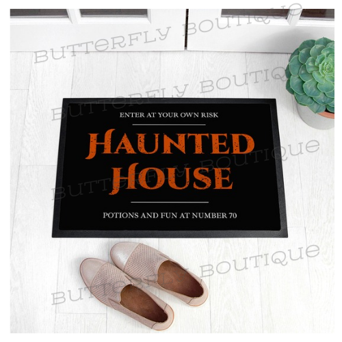 Personalised Halloween Haunted House Indoor Doormat