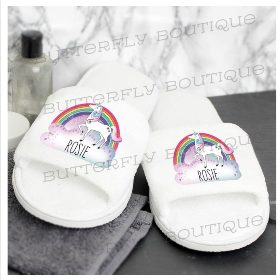 Personalised Unicorn Velour Slippers
