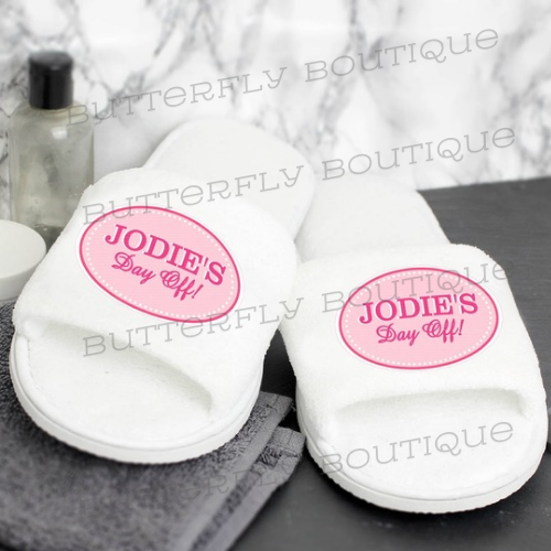 Personalised Pink Oval Velour Slippers