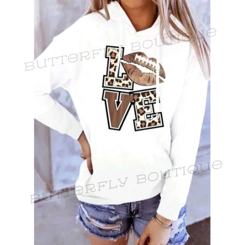 Leopard love lip letter hoodie