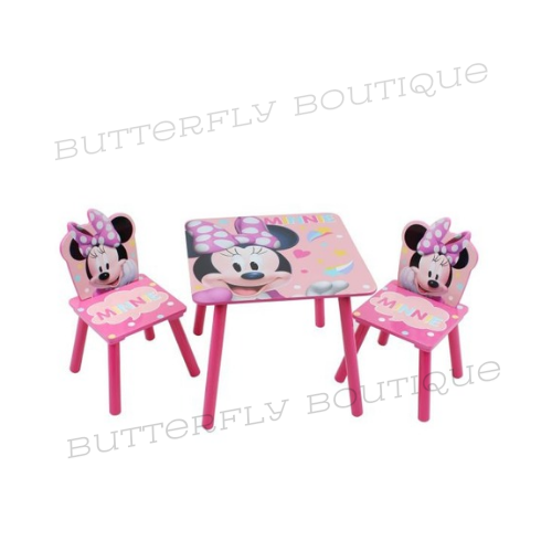 Minnie Mouse Wooden Table &amp; 2 Chairs Set
