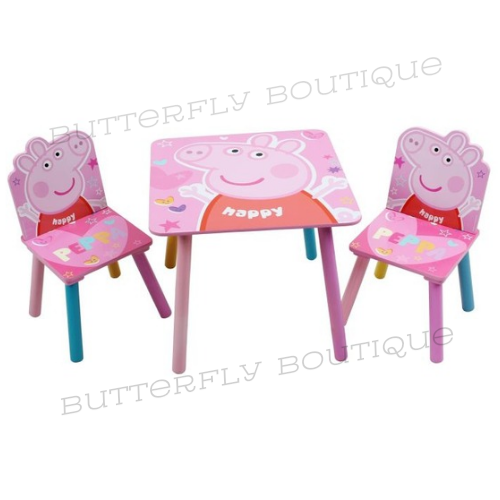 Peppa Pig Wooden Table &amp; 2 Chairs Set