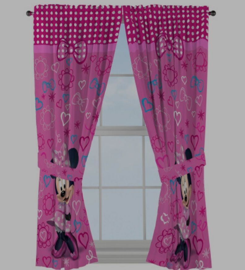 Window Panels curtains Drapes Pink Bow-tique, 42 x 63 each