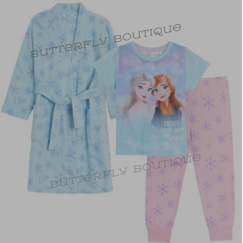 Frozen 2 Dressing Gown + Pyjamas for Girls 3pc Set Kids Bath Robe + Pjs