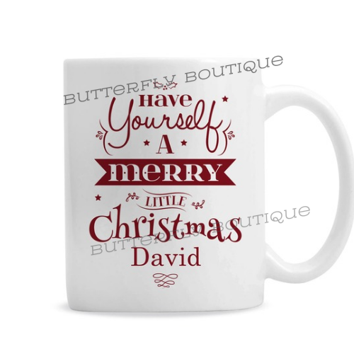 Personalised Merry Little Christmas Mug
