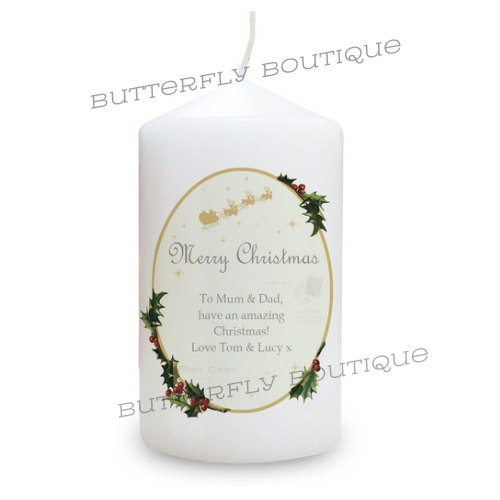 Personalised Traditional Christmas Pillar Candle