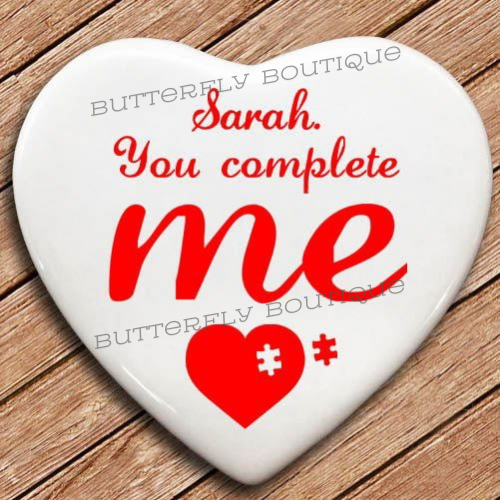 Personalised You Complete Me Heart Keepsake