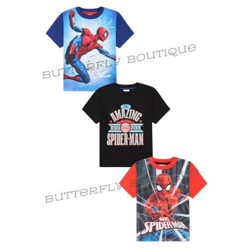Spiderman 3 Pack Kids T-Shirts Boys Multipack
