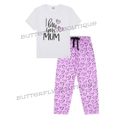 Women&#39;s I Love You Mum Purple Long Pyjamas