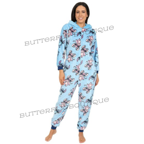 Womens Stitch &amp; Angel Blue Fleece Sleepsuit All in One