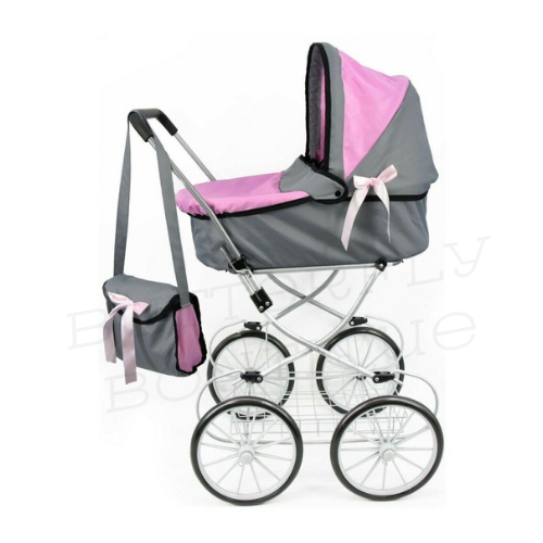Pink and Grey Vintage Cambridge Doll Pram