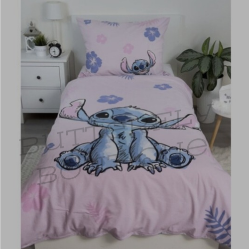 Disney Lilo and Stitch Pink Single Duvet Cover and Pillowcase Set - European Size