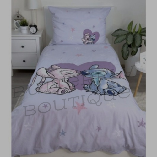 Disney Lilo and Stitch Heart Single Duvet Cover and Pillowcase Set - European Size