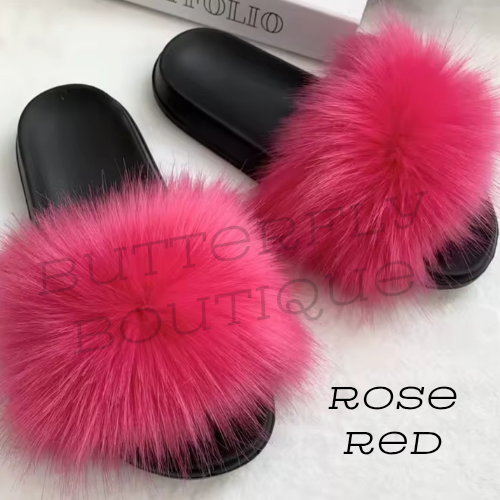 Faux fur slippers